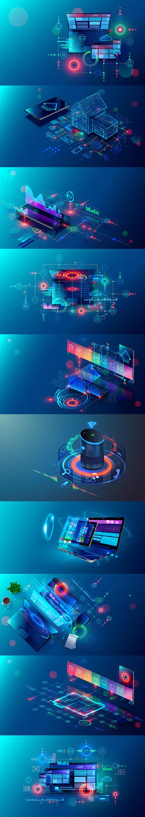 ai未来科技科幻人工智能云计算物联网大数据背景海报设计素材